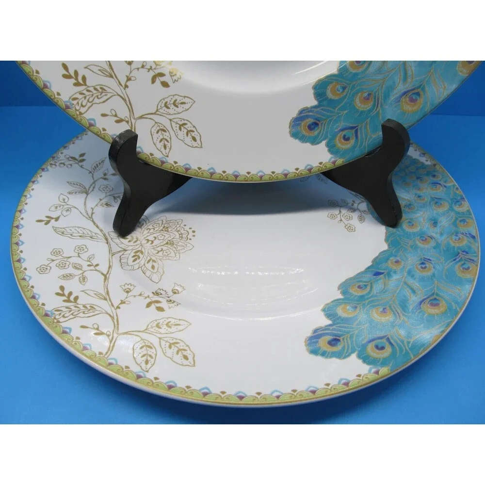 222 Fifth Peacock Garden Dinner Plates 10 3/4